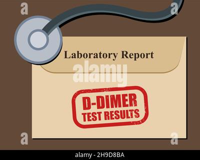D-Dimer Blutlabor Testergebnisse. Gesundheitskonzept. Umschlag für Berichte aus dem medizinischen Labor. Vektorgrafik. Stock Vektor