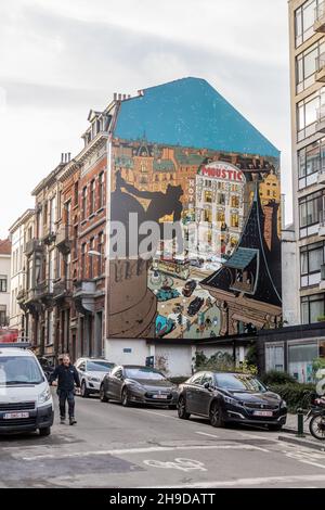 BRÜSSEL, BELGIEN - 18. DEZEMBER 2018: Ansicht eines Straßenkartikons in Brüssel, der Hauptstadt Belgiens Stockfoto