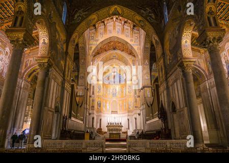 Jesus-Bild, Hauptschiff, Kathedrale Santa Maria Nuova, Monreale, Sizilien, Italien Stockfoto