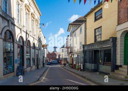 Blick auf die High Street in Ross-on-Wye, Herefordshire Stockfoto