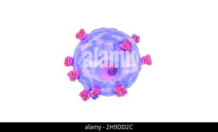 Covid-19 omicron Subtype Variant subvariant omicron Coronavirus Stealth Version von Omicron BA.2 mit Negativraum 3D Rendering Stockfoto