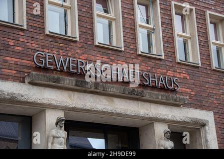 Stralsund, Deutschland 24. Juni 2021, das Gewerkschaftsgebäude der IG Metall in Stralsund Stockfoto