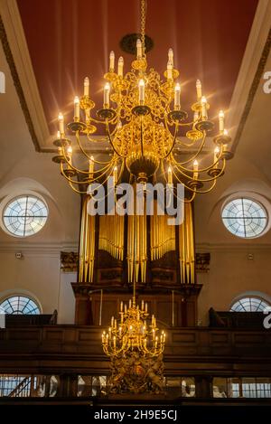 Das Innere der Guild Church of St. Margaret Pattens, einer Kirche von Christopher Wren aus dem 17th. Jahrhundert, City of London, London, England, Großbritannien Stockfoto