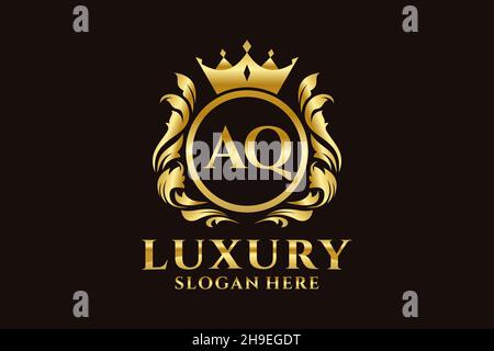 AQ Letter Royal Luxury Logo-Vorlage in Vektorgrafiken für luxuriöse Branding-Projekte und andere Vektorgrafiken. Stock Vektor