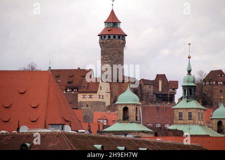 Nürnberger Burg, eine Gruppe von mittelalterlichen Wehrbauten. Bayern, Deutschland Stockfoto