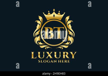 BT Letter Royal Luxury Logo-Vorlage in Vektorgrafik für luxuriöse Branding-Projekte und andere Vektorgrafik. Stock Vektor