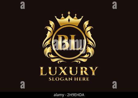 BL Letter Royal Luxury Logo-Vorlage in Vektorgrafik für luxuriöse Branding-Projekte und andere Vektorgrafik. Stock Vektor
