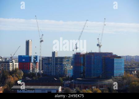 Die Junction Apartments in Leeds, West Yorkshire, werden gerade gebaut Stockfoto