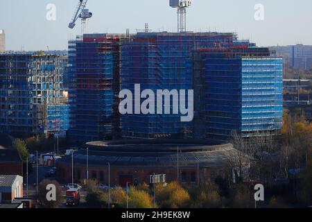 Die Junction Apartments in Leeds, West Yorkshire, werden gerade gebaut Stockfoto