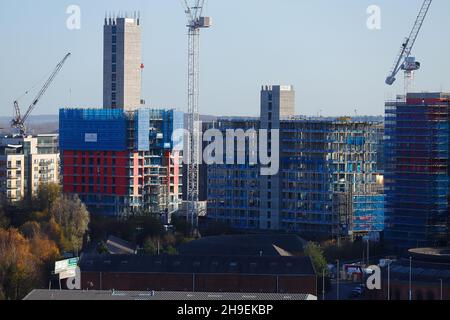 Die Junction Apartments in Leeds, West Yorkshire, werden gerade gebaut Stockfoto