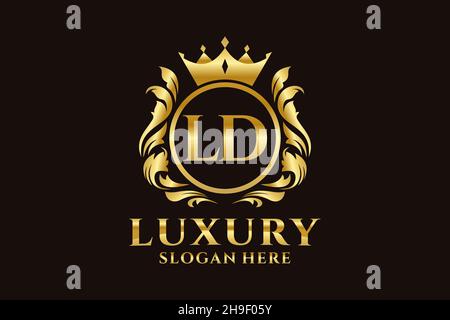 LD Letter Royal Luxury Logo-Vorlage in Vektorgrafik für luxuriöse Branding-Projekte und andere Vektorgrafik. Stock Vektor