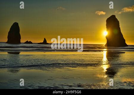 Blick vom Cannon Beach Oregon Stockfoto