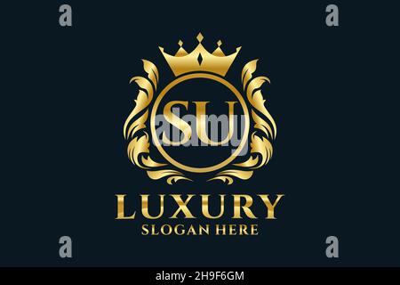 SU Letter Royal Luxury Logo-Vorlage in Vektorgrafik für luxuriöse Branding-Projekte und andere Vektorgrafik. Stock Vektor