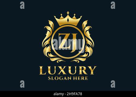 ZJ Letter Royal Luxury Logo-Vorlage in Vektorgrafik für luxuriöse Branding-Projekte und andere Vektorgrafik. Stock Vektor