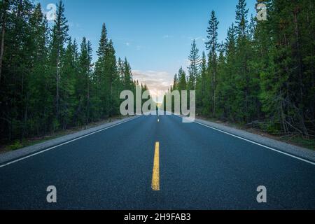 Cascade Lakes Highway Oregon schwindende Perspektive. Stockfoto