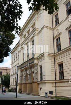 Janacek Academy of Music and Performing Arts, Haupteingang der Musikfakultät, Brünn, Tschechien Stockfoto