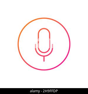 Symbol für dünnes Mikrofon, Sprachassistent und Steuerzeichen isoliert. Vector Hi-Tech ai Technologie für künstliche Intelligenz zur Spracherkennung. Musik A Stock Vektor