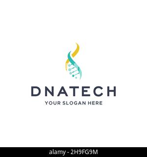 Minimalistisches DNATECH Molekular Circle Logo desig Stock Vektor