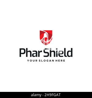 Minimalistisches Phar Shield Capsule pill-Logo-Design Stock Vektor