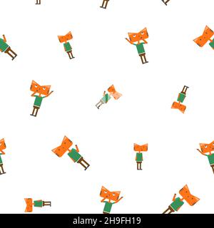 Muster des Katzen- oder Tiger-Charakters in orangen Farben mit allen Emotionen. Symbol des Jahres 2022. Symbol. Isoliert auf weißem Hintergrund. Flacher Vektor Stock Vektor