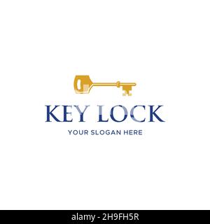 Minimalistisches LOGO MIT SCHLÜSSELVERSCHLUSS Stock Vektor
