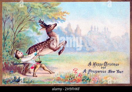 Viktorianische Weihnachten - Ein glückliches Weihnachten und ein erfolgreiches neues Jahr Stockfoto