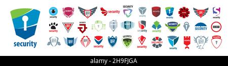 Ein Satz von Vektorlogos auf weißem Hintergrund Stock Vektor