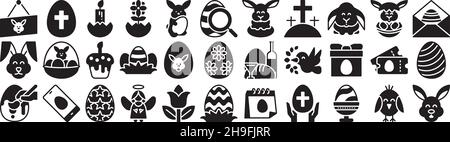 Ostern Bunny Icon Set solide gefüllt Glyphen Pack Collection Vektor transparenten Hintergrund für mobile Apps und Web-Designs Stock Vektor