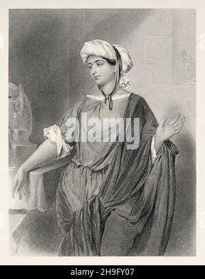 Martha von Bethanien. Alte, gravierte Illustration aus dem 19th. Jahrhundert von Mugeres de la Biblia von Joaquin Roca y Cornet 1862 Stockfoto