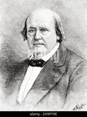 Henri Milne-Edwards (1800-1885) war ein bedeutender französischer Zoologe. Alte, gravierte Illustration aus dem 19th. Jahrhundert von La Nature 1885 Stockfoto