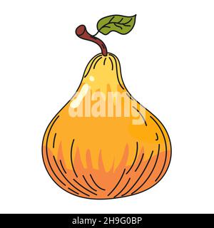 Birne Obst Handzeichnung bunte Doodle Symbol, Bio-Bauernhof Produkt. Vektor Skizze Illustration Vintage, Retro Gravur Stil Stock Vektor