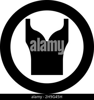 Damenbekleidung Top Kleid Jersey Hemd Bluse Pullover Singlet Symbol im Kreis rund schwarz Farbe Vektor Illustration Bild solide Kontur Stil einfach Stock Vektor