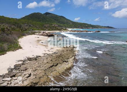 Traumstrand Auf Den Seychellen Stockfoto