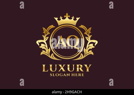 AQ Letter Royal Luxury Logo-Vorlage in Vektorgrafiken für luxuriöse Branding-Projekte und andere Vektorgrafiken. Stock Vektor