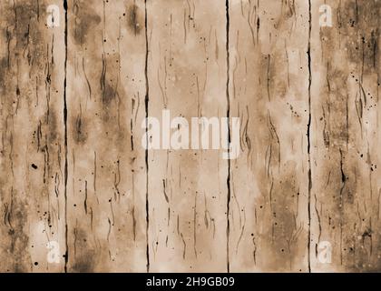 Aquarell braun Holzboden Textur Hintergrund. Handbemalter Aquarellflecken abstrakter Hintergrund. Stock Vektor