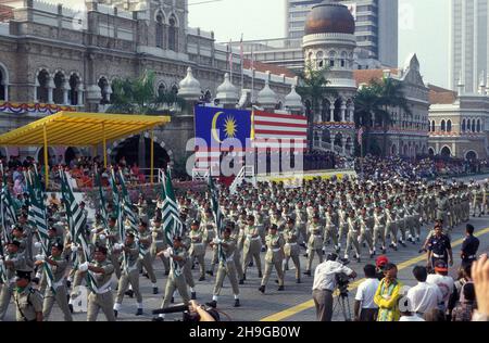 Die Militärparade am malaysischen Nationalfeiertag oder Hari Merdeka, August 31, in der Stadt Kuala Lumpur in Malaysia. Malaysia, Kuala Lumpur, Augus Stockfoto