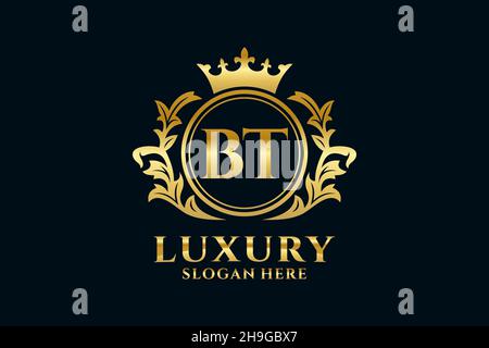 BT Letter Royal Luxury Logo-Vorlage in Vektorgrafik für luxuriöse Branding-Projekte und andere Vektorgrafik. Stock Vektor