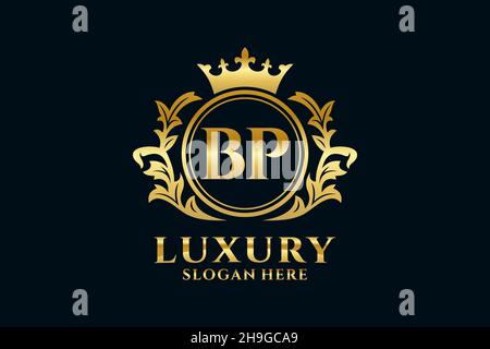 BP Letter Royal Luxury Logo-Vorlage in Vektorgrafik für luxuriöse Branding-Projekte und andere Vektorgrafik. Stock Vektor