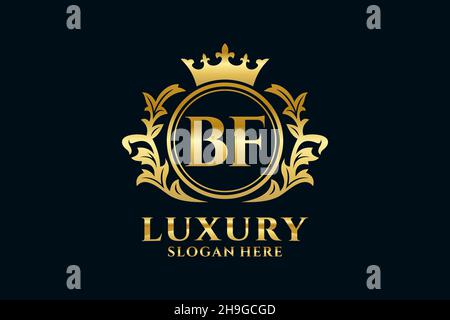 BF Letter Royal Luxury Logo-Vorlage in Vektorgrafik für luxuriöse Branding-Projekte und andere Vektorgrafik. Stock Vektor