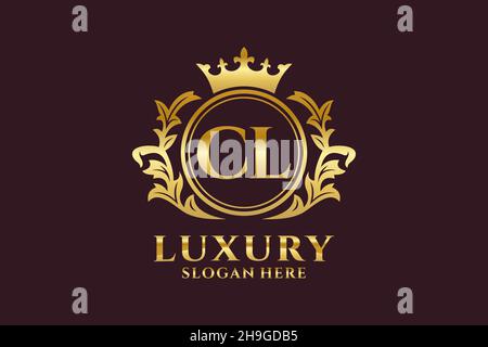 CL Letter Royal Luxury Logo-Vorlage in Vektorgrafik für luxuriöse Branding-Projekte und andere Vektorgrafik. Stock Vektor