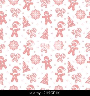 Weihnachten nahtlose Muster mit Lebkuchen Mann Cookies Stock Vektor