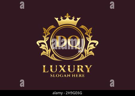 DQ Letter Royal Luxury Logo-Vorlage in Vektorgrafik für luxuriöse Branding-Projekte und andere Vektorgrafik. Stock Vektor