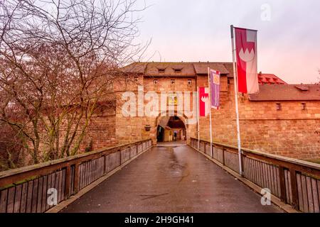 Nürnberg, 24. Dezember 2016: Das Frauentor-Tor war das Haupttor im Südosten der Stadtmauer Stockfoto