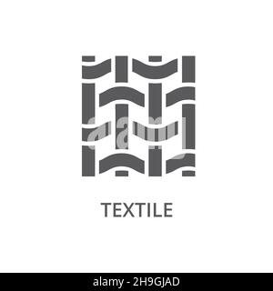 Textil Stoff Material Funktion Vektor-Symbol. Textilien Stoffe sind mit einem Etikettensymbol gekennzeichnet. Stock Vektor