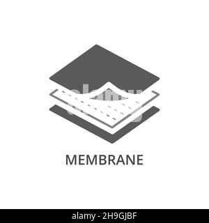 Vektorsymbol für Membranmaterial. Sportswear-Stoffe sind mit einem Labelsymbol versehen. Stock Vektor