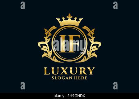 IF Letter Royal Luxury Logo-Vorlage in Vektorgrafiken für luxuriöse Branding-Projekte und andere Vektorgrafiken. Stock Vektor