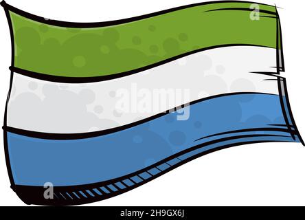 Bemalte Sierra Leone Flagge winkt im Wind Stock Vektor