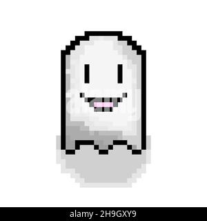 Symbol „Geist“. Pixel-Kunst von niedlichen Geist. Vektorgrafik. Spiel personnage isoliert Stock Vektor