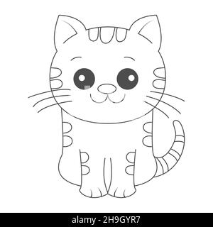 Kontur Silhouette einer niedlichen Katze. Eine schöne niedliche Katze sitzt auf ihren Hinterbeinen. Flacher Style. Stock Vektor