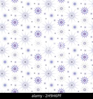 Abstraktes Schneeornament. Blaues Schneeflocken-Muster auf weißem Hintergrund. Stock Vektor